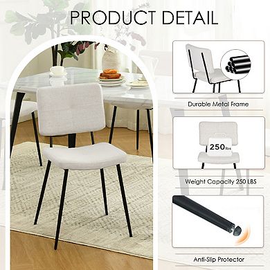 Homy Casa Curved Edge Dining Table and Chairs Set for 4, Wood Look Table with Metal Legs