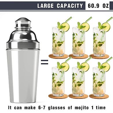 60oz Stainless Steel Cocktail Shaker with Strainer - Professional Margarita Mixer
