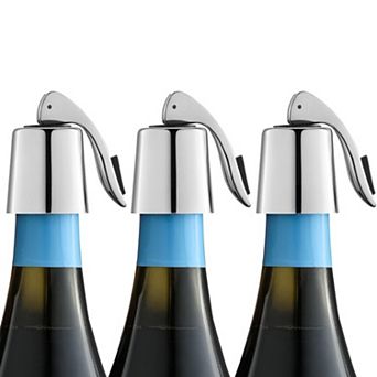 Stainless Steel Wine Stoppers with Silicone, Leak-Proof & Reusable, 3-Pack, Silver