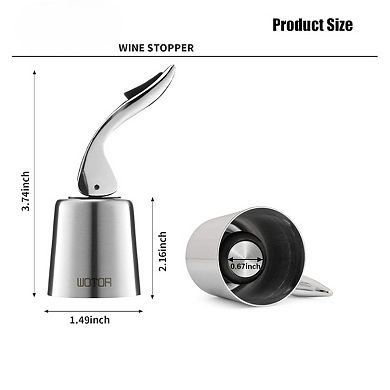 Stainless Steel Wine Stoppers with Silicone, Leak-Proof & Reusable, 3-Pack, Silver