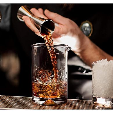 Premium 24oz Crystal Cocktail Mixing Glass Solid Bottom Bartender Tool for Stirring Drinks