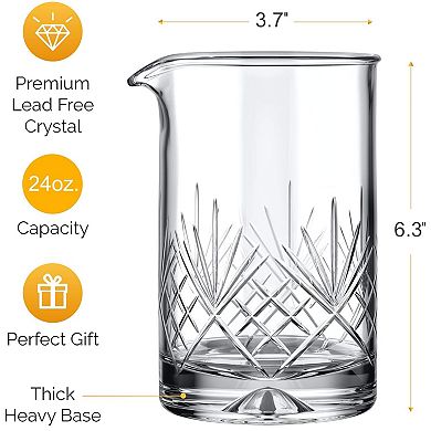 Premium 24oz Crystal Cocktail Mixing Glass Solid Bottom Bartender Tool for Stirring Drinks