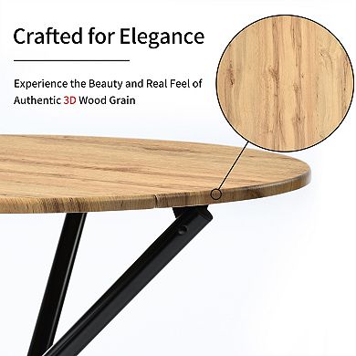 Homy Casa 3-Piece Dining Table Chairs Set, Round Table with 2 Chairs, Metal Frame