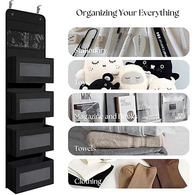 Over Door Hanging Organizer with 4 Large Pockets for Storage set of 2