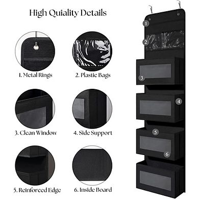 Over Door Hanging Organizer with 4 Large Pockets for Storage set of 2