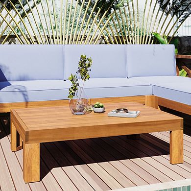 5-Piece Acacia Wood Sectional Seating Group with X-Back Frame & Plush Cushions