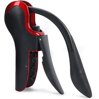 Compact Vertical Corkscrew Wine Opener with Built-in Foil Cutter