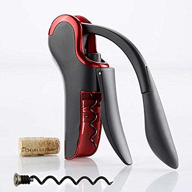 Compact Vertical Corkscrew Wine Opener with Built-in Foil Cutter