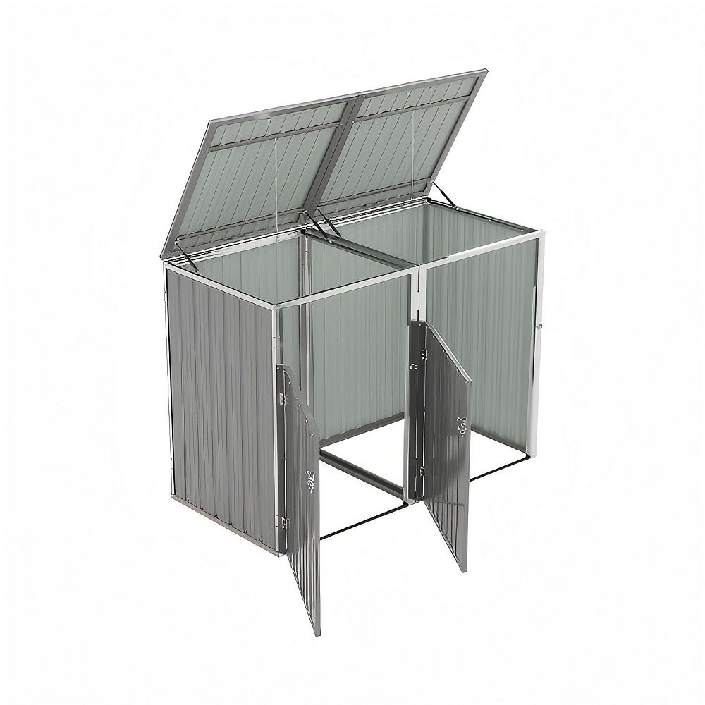 Liyarya Outdoor Metal Garbage Can Sheds for 2 Trash Bins, Pneumatic ...