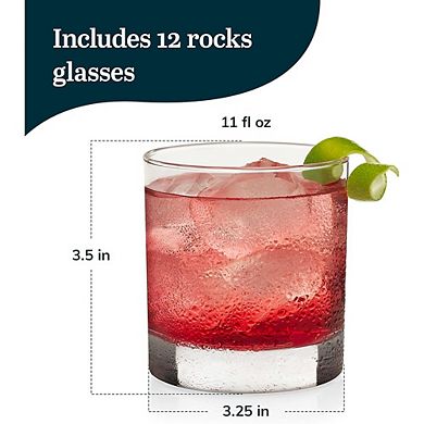 12pc Heavy Base Rocks Glass Set, Drinking Glasses for Whiskey & Cocktails
