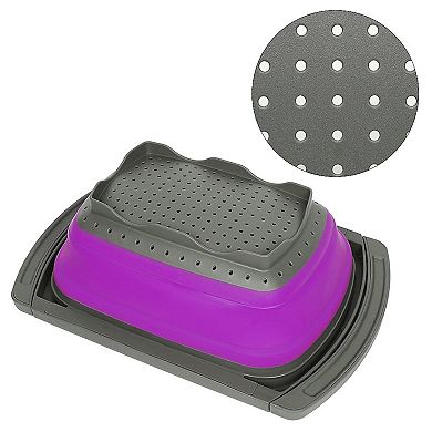6-Qt Collapsible Kitchen Colander Set with Extendable Handles, Dishwasher Safe, BPA Free