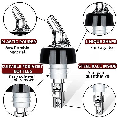 Automatic 1oz Spirit Pourer - Quick Shot Wine & Cocktail Dispenser (12 Pack)
