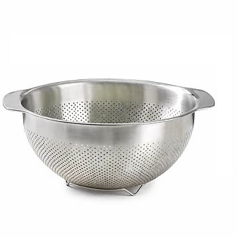 5-qt Stainless Steel Microwell Colander with Handle for Washing Vegetables, Rice & Pasta