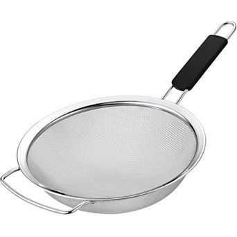 9" Stainless Steel Mesh Strainer with Rubber Handle Perfect for Pasta, Quinoa, & Rice