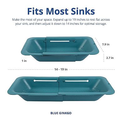 Extendable Over-the-Sink Colander for Veggies, Fruits, Pasta & Dishes Teal