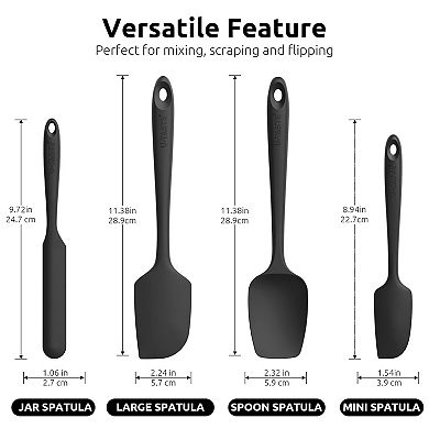 Heat-Resistant Black Silicone Spatula Set (600°F)