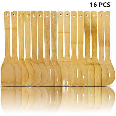 16-Piece Cooking Utensil Set - Natural, Nonstick Wooden Spoons & Spatulas