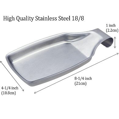 304 Stainless Steel Oversized Spoon Rest, Durable & Brushed Finish