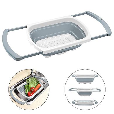 6-Quart Over-the-Sink Silicone Colander with Extendable Handles, BPA-Free