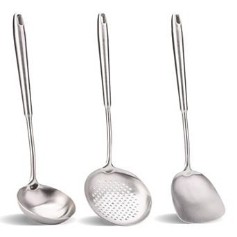 304 Stainless Steel Wok Utensil Set: Spatula, Ladle & Skimmer for Chinese Cooking