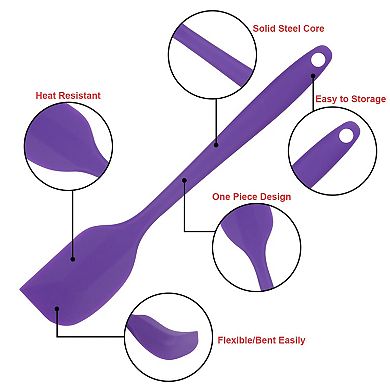 Heat-Resistant Silicone Spatula Set - Purple, One-Piece Seamless Design, Non-Stick