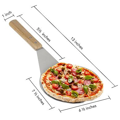Extra-Large Stainless Steel Spatula with Wooden Handle Heavy Duty for Grilling, Cooking & Baking