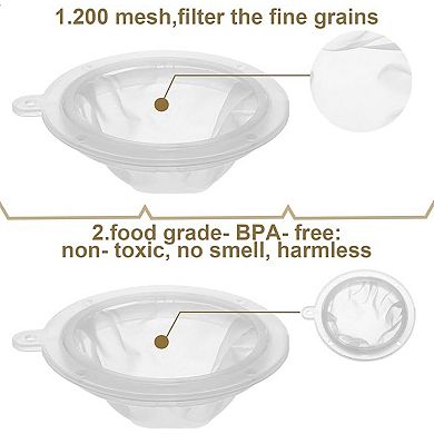 4-Piece 5" Nylon Mesh Strainer Set for Filtering Yogurt, Juice, Milk, Honey