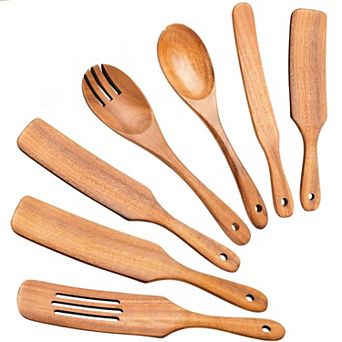 7 pc Wooden Spurtle Set, Heat-Resistant Utensils for Cooking & Sourdough Starter