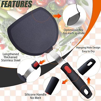 3-Pack Silicone Spatula Set, Heat Resistant to 600°F, Flexible, Non-Scratch & Dishwasher Safe