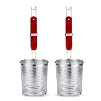 2-Pack Micro-Perforated Stainless Steel Pasta Strainers with Handles, 5.5-inch