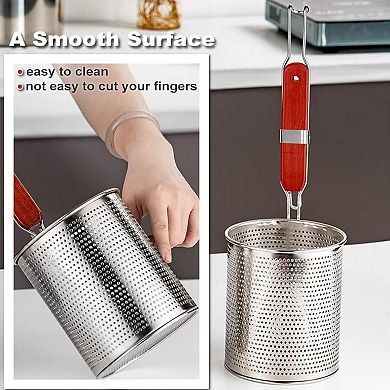 2-Pack Micro-Perforated Stainless Steel Pasta Strainers with Handles, 5.5-inch