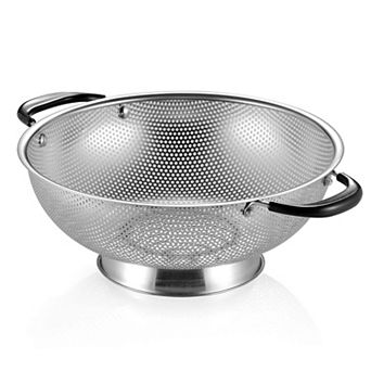 18/8 Stainless Steel 5-qt Colander with Heat-Resistant Handles, BPA-Free, Micro-Perforated