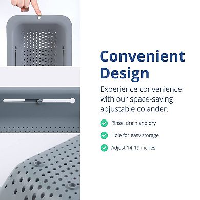 Extendable Over Sink Colander for Vegetables, Pasta, and Dishes