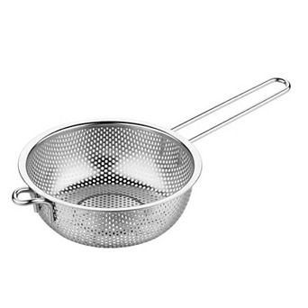Stainless Steel Kitchen Colander with Handle & Feet for Straining, Rinsing, Frying & Steaming