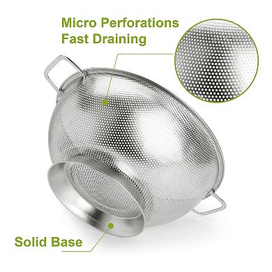 Stainless Steel 5-Quart Colander Strainer, Dishwasher Safe for Kitchen Use