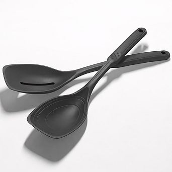 2-Pack Heat-Resistant Silicone Cooking Spoons, Non-Stick Slotted & Solid for Mixing & Serving