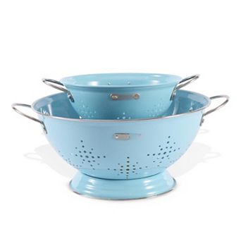 2-Pack Metal Colander with Handles, 2-qt & 6-qt Heavy Duty Strainer for Pasta, Veggies, & Fruits