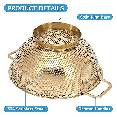 3QT Stainless Steel Colander with Handle, Dishwasher Safe for Fruits & Veggies