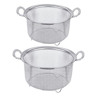 2-Pack Stainless Steel Strainers with Handles, Fine Mesh for Pasta, Rice, & Veggies