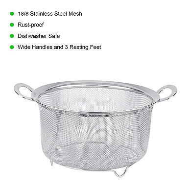 2-Pack Stainless Steel Strainers with Handles, Fine Mesh for Pasta, Rice, & Veggies