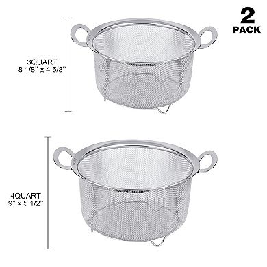 2-Pack Stainless Steel Strainers with Handles, Fine Mesh for Pasta, Rice, & Veggies