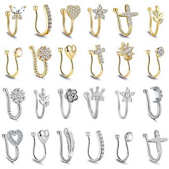 24 pc Fake Nose Rings Set for Women