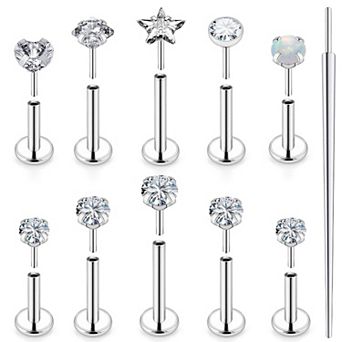 Threadless Nose Stud Set 16G 18G