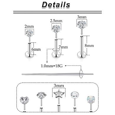 Threadless Nose Stud Set 16G 18G