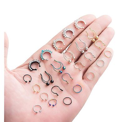 25 Piece Fake Nose Ring Set