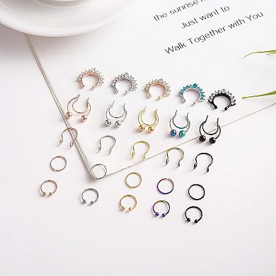 25 Piece Fake Nose Ring Set