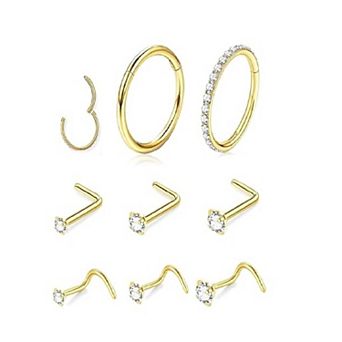 Gold Nose Stud and Hoop Set