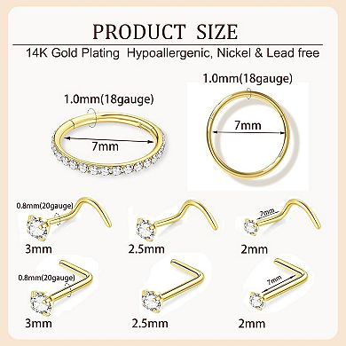 Gold Nose Stud and Hoop Set