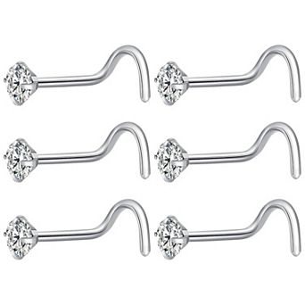 6 pc Nose Stud Set 18G