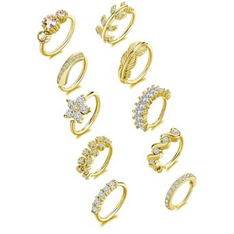 10 pc Nose Hoop Ring Set